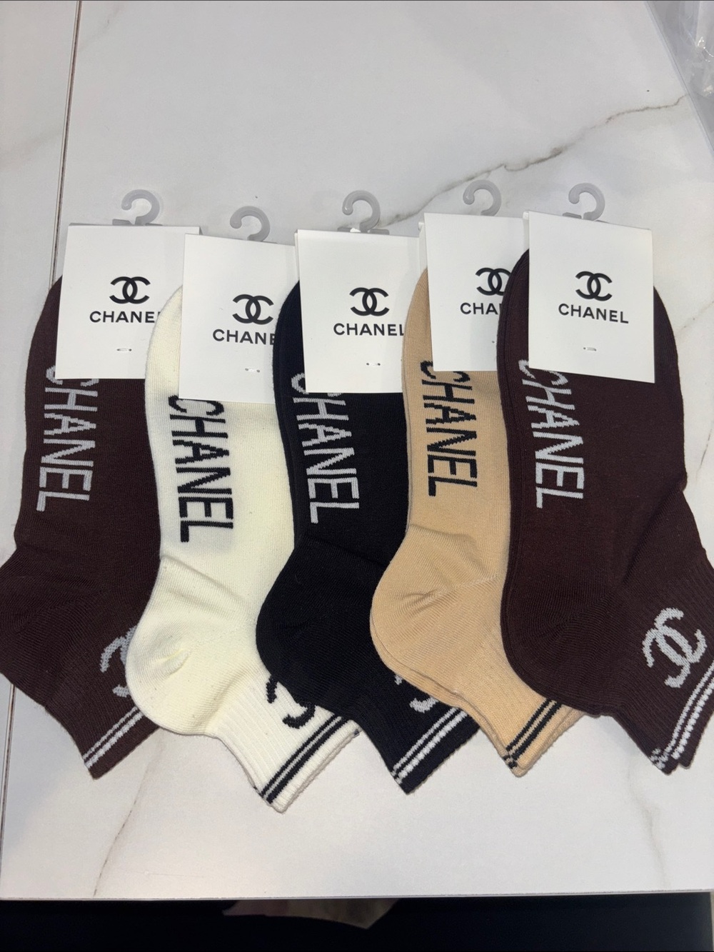 Ankle Socks Set in Brown, Cream, Black and Tan